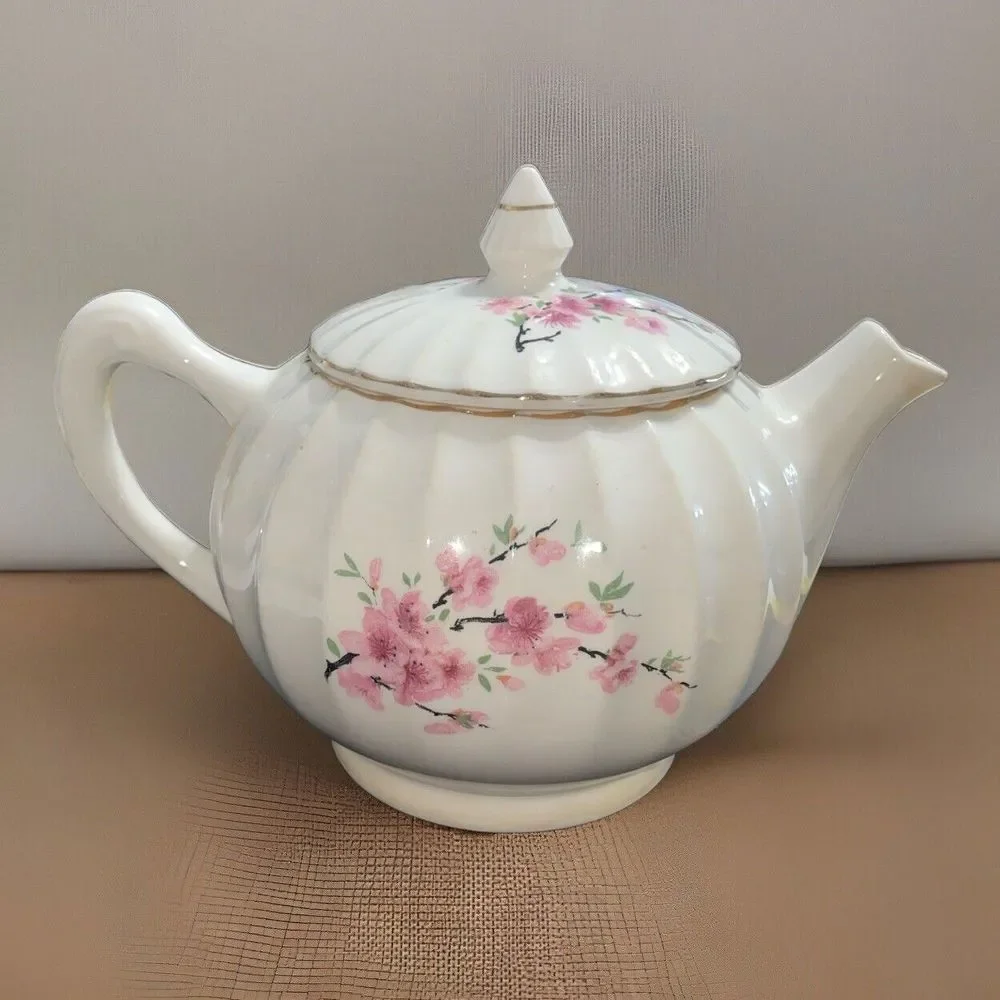 VTG✨W.S GEORGE BOLERO BLOSSOM teapot with lid 22k Gold trim‎ handpainted